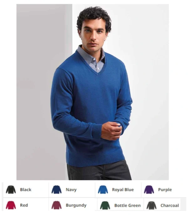 PR694 Premier Knitted Cotton Acrylic V Neck Sweater